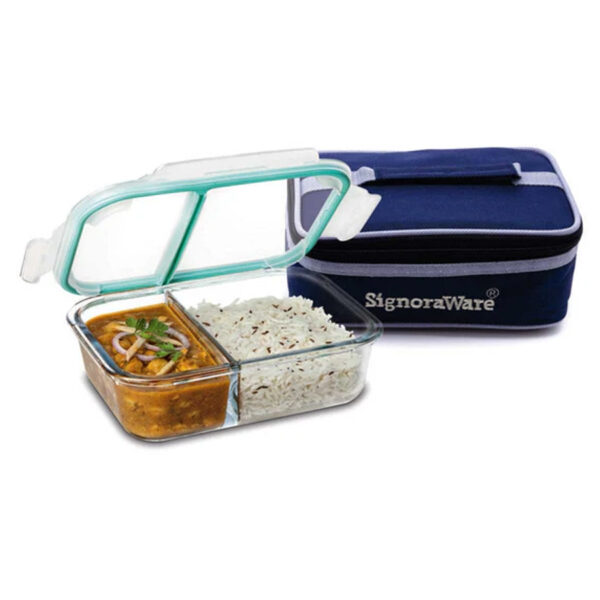 Signoraware Slim Glass Small Lunch Box (1000 ml.) with Bag