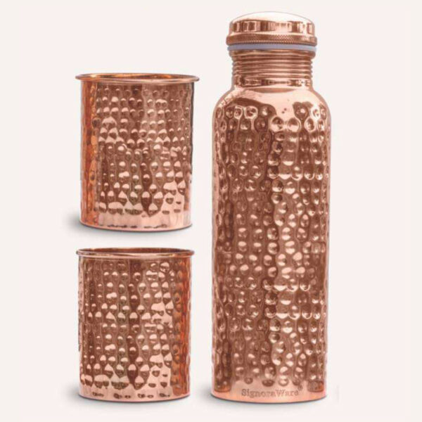 Signoraware_Hammered Bottle (with 2 Glasses)