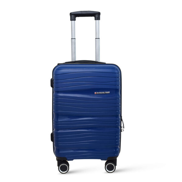 SWISS MILITARY Swirl 55 cm Hard Trolley Cabin Bag With 8 Wheels & 3 Dial Lock, Blue | HTL121