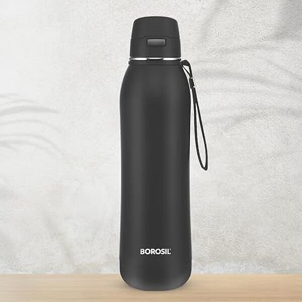 Borosil Rivera Bottle 600 ml, Black