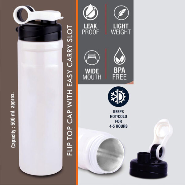 SwiftSip Insulated Steel bottle | Flip top cap with easy carry slot