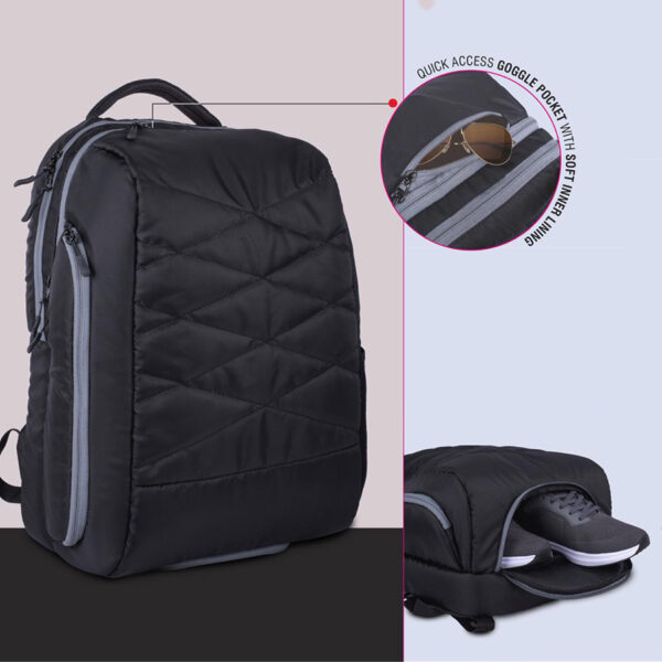 Castilla Milano - Criss Cross Multipurpose Backpack with Double Partition | Hidden phone and Goggle pockets | Separate Shoe Pocket